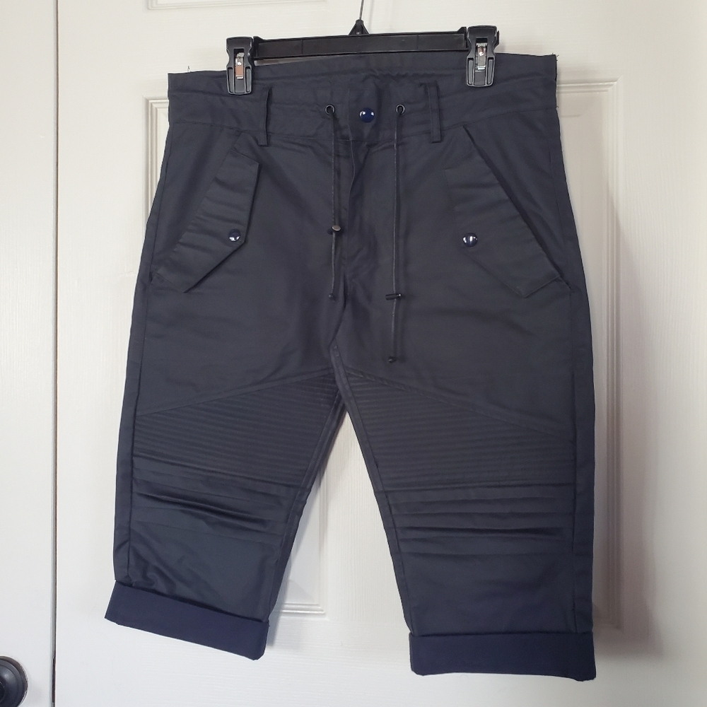 Oliver New York Leather Suede Wool Black Moto Shorts Size 34 Made In Usa